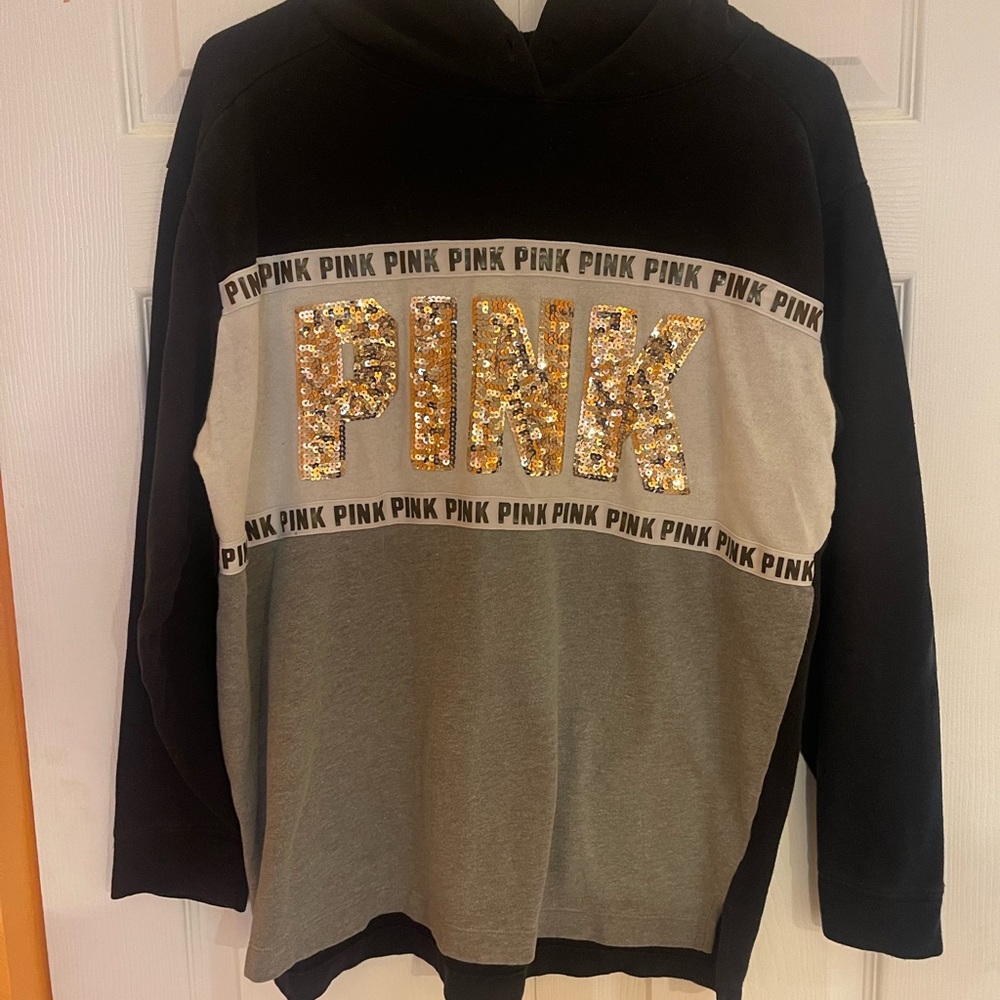 Victoria Secret Pink Bling over sized sweatshirt hoodie with sequins